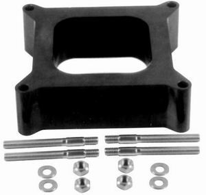 Racing Power Company R9137 Carburetor Spacer, 2 in Thick, Open, Square Bore, Gaskets / Hardware Included, Phenolic, Black, Each