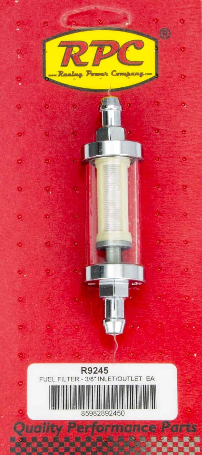 Racing Power Company R9245 - 3/8in Chrome/Clear Fuel Filter