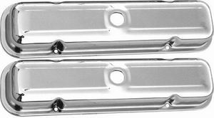 Racing Power Company R9461 Valve Cover, Short, 2-5/8 in Height, Breather Holes, Grommets Included, Steel, Chrome, Pontiac V8, Pair