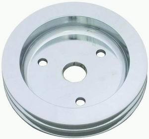 Racing Power Company R9481POL Crankshaft Pulley, V-Belt, 2 Groove, 6.594 in Diameter, Aluminum, Polished, Short Water Pump, Small Block Chevy, Each