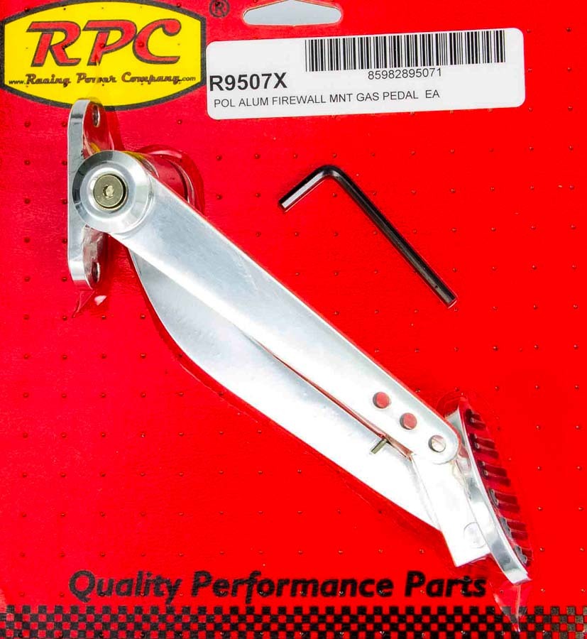 Racing Power Company R9507X Pedal Assembly, Spoon, Gas, Firewall Mount, Aluminum, Polished, Universal, Kit