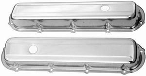 Racing Power Company R9521 Valve Cover, Short, 2-13/16 in Height, Breather Holes, Grommets Included, Steel, Chrome, Cadillac V8, Pair