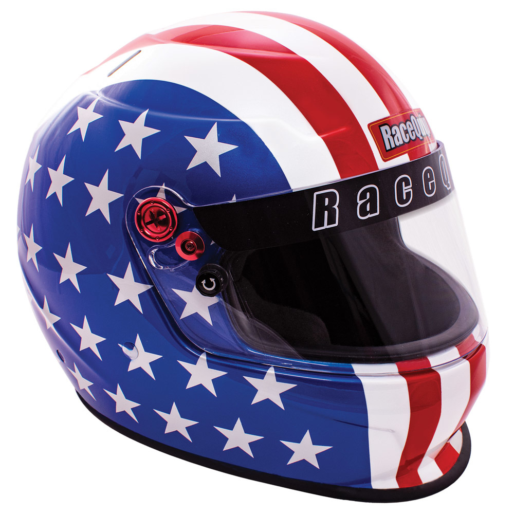 RaceQuip PRO20 Helmets 276122RQP Helmet, PRO20, Full, Gloss Red/WhiteBlue, Snell SA2020, EPS Liner, American Flag Graphic, Small, Each thumbnail 2