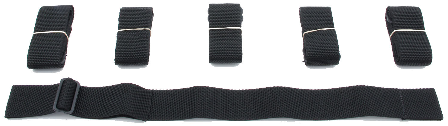 Racequip 705005 Window Net Installation Kit, Strap-On, Adjustable 8 in to 18 in, 1-1/2 in Wide Straps, Nylon, Set of 6