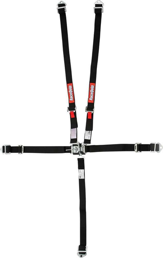 Racequip 709009 Harness, 5 Point, Latch and Link, SFI 16.2, Pull Up Adjust, Bolt-On / Wrap Around, Individual Harness, Black, Jr Dragster / Quarter Midget, Kit