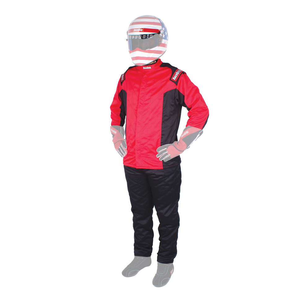 Racequip 91619139 Driving Jacket, Chevron-5, SFI 3.2A/5, Double Layer, Nomex, Red, Medium, Each