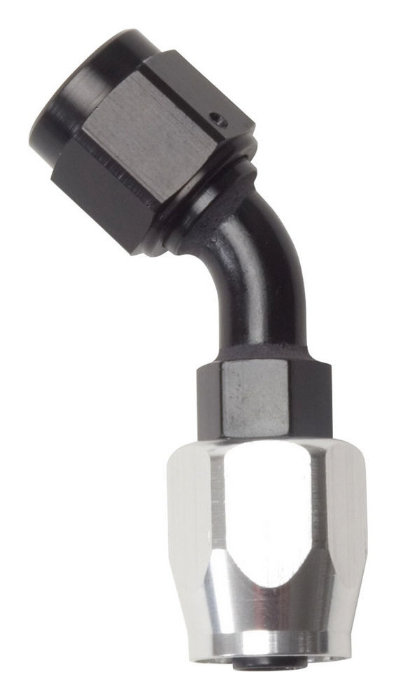 Russell Performance 610085 - Fitting, Hose End, Full Flow, 45 Degree, 4 AN Hose to 4 AN Female, Aluminum, Black Anodized, Each