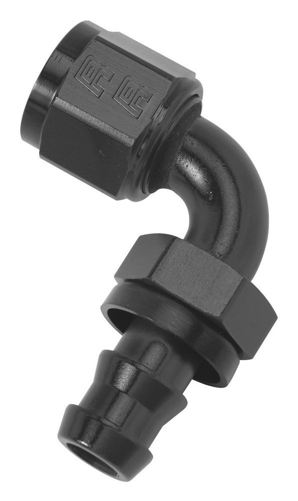 Russell Performance 624183 Fitting, Hose End, Twist-Lok, 90 Degree, 10 AN Hose Barb to 10 AN Female, Aluminum, Black Anodized, Each