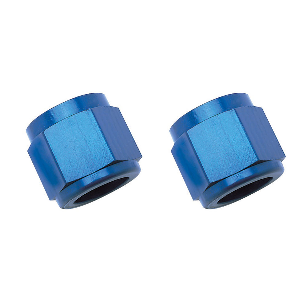 Russell Performance 660570 Fitting, Tube Nut, 6 AN, 3/8 in Tube, Aluminum, Blue Anodized, Pair