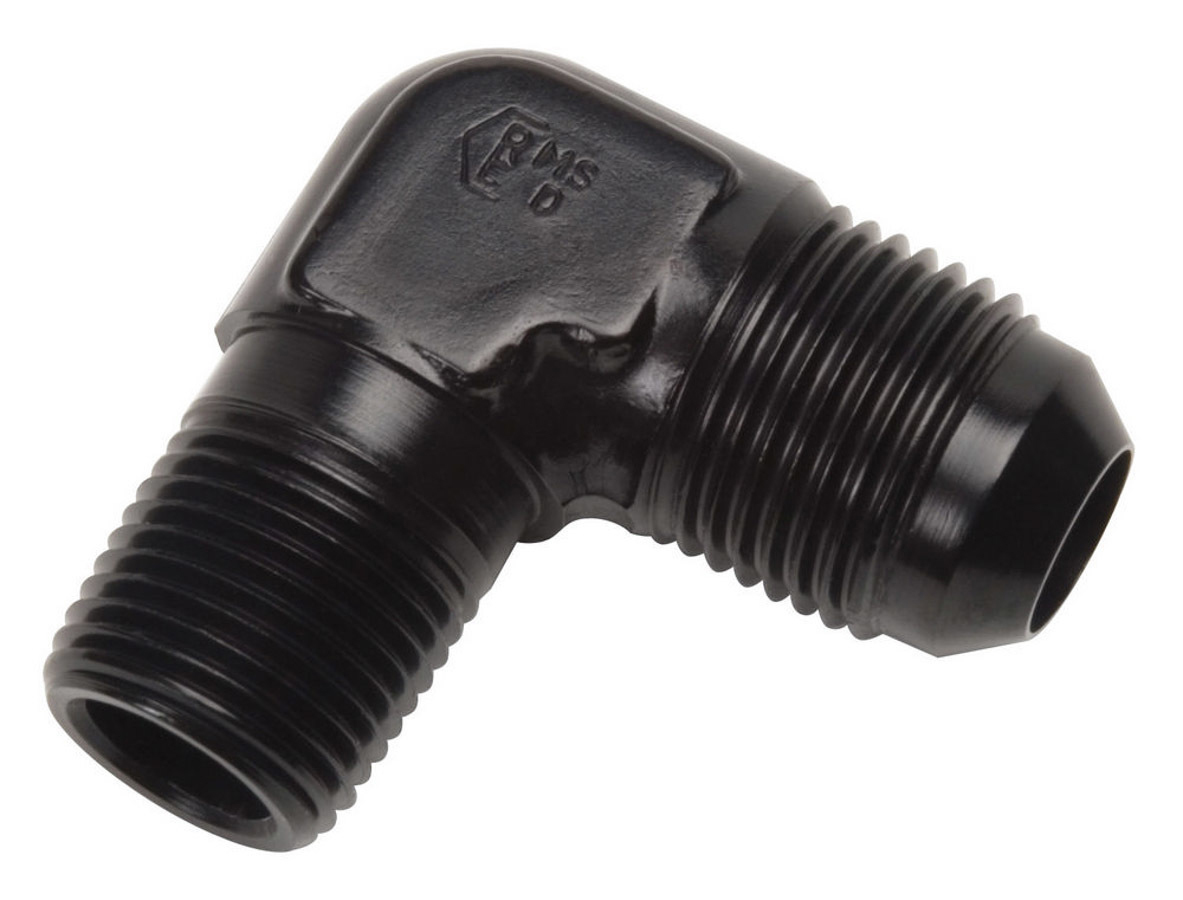 Russell Performance 660823 Fitting, Adapter, 90 Degree, 6 AN Male to 1/4 in NPT Male, Aluminum, Black Anodized, Each