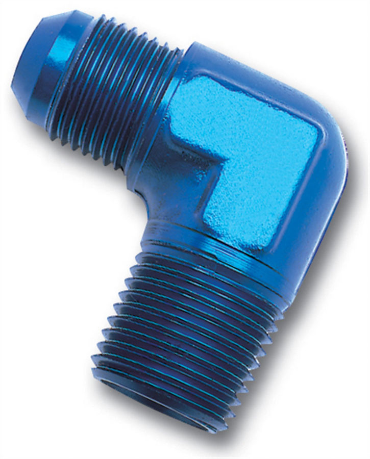 Russell Performance 660840 Fitting, Adapter, 90 Degree, 6 AN Male to 3/8 in NPT Male, Aluminum, Blue Anodized, Each