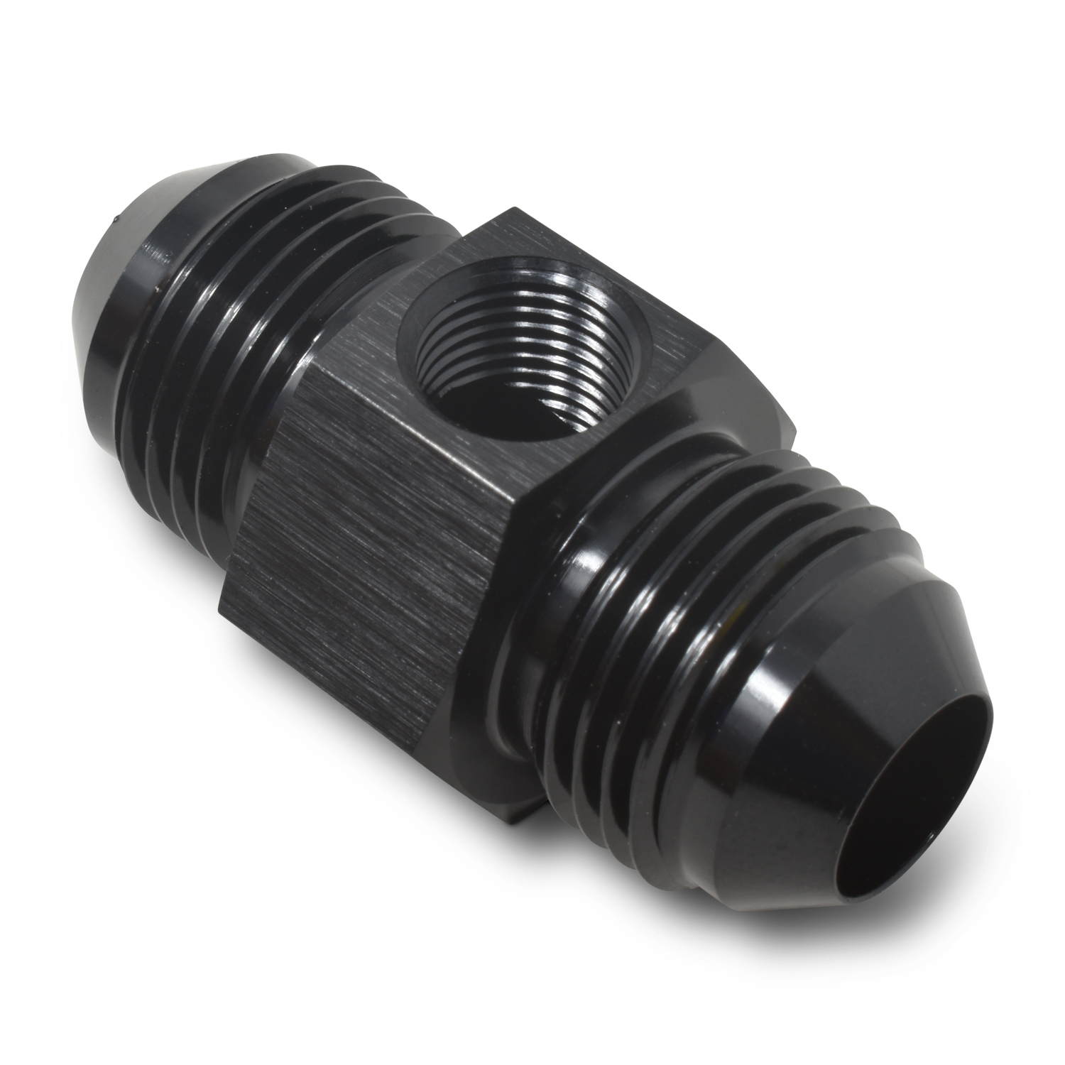 8AN Flare Union M to M 1/8 Gauge Port Black
