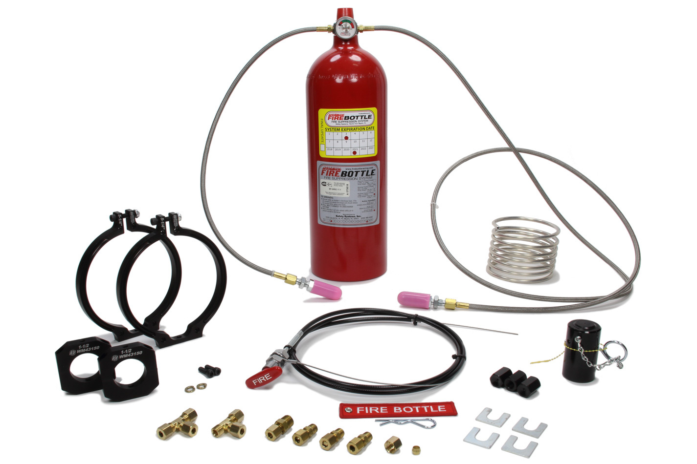 Safety Systems PAMRC-1002 Fire Suppression System, Automatic / Manual, FE-36, SFI Rated, 10.0 lb Bottle, Fittings / Hose / Manual Head / Mount / Pull Cable, Kit