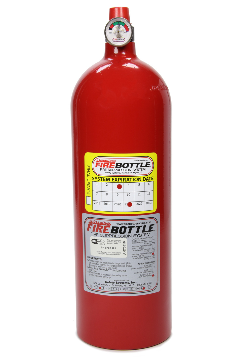 Safety Systems PRC-1000S Fire Suppression System Bottle, RC, FE-36, 10.0 LB, Each
