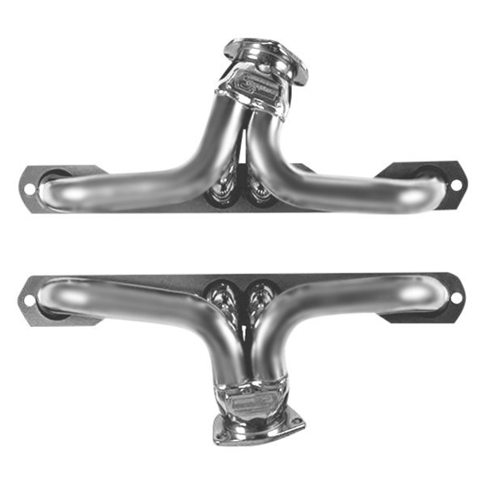 Sanderson Headers CC3-P Headers, Shorty, 1-1/2 in Primary, 2-1/2 in Collector, Steel, Natural, Small Block Chevy, GM Fullsize Truck 1955-92, Pair