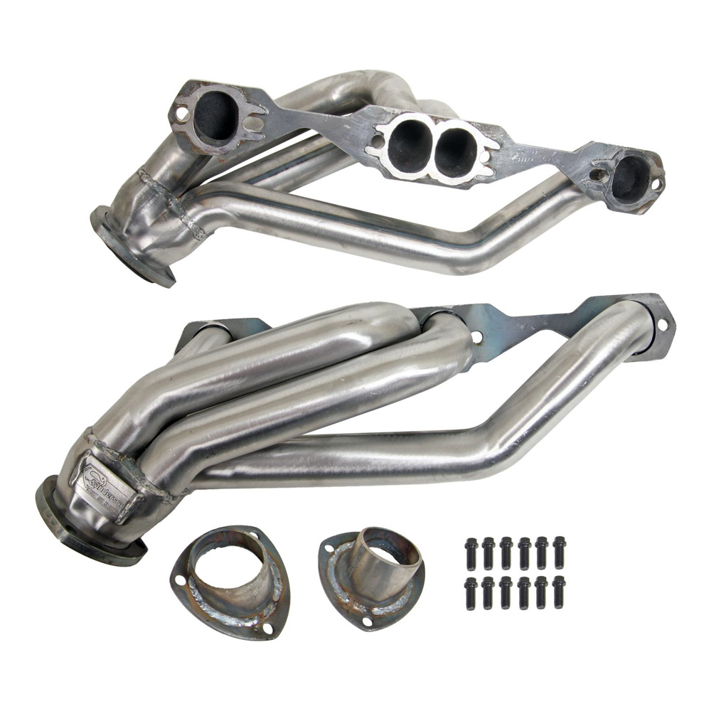 Sanderson Headers CS13-P Headers, Shorty, 1-3/4 in Primary, 3 in Collector, Steel, Natural, Small Block Chevy, V8 Swap, GM Compact Truck 1984-97, Pair