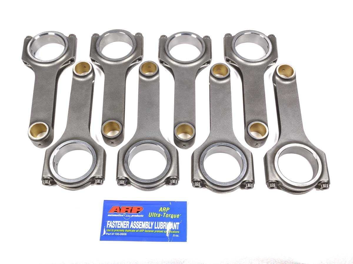 Scat 2-350-6125-2000 - Connecting Rod, Pro Sport, H Beam, 6.125 in Long, Bushed, 7/16 in Cap Screws, ARP8740, Forged Steel, Small Block Chevy, Set of 8