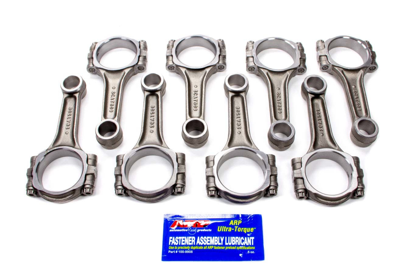 Scat 2-ICR5090P Connecting Rod, Pro Stock, I Beam, 5.090 in Long, Press Fit, 3/8 in Cap Screws, ARP8740, Forged Steel, Small Block Ford, Set of 8