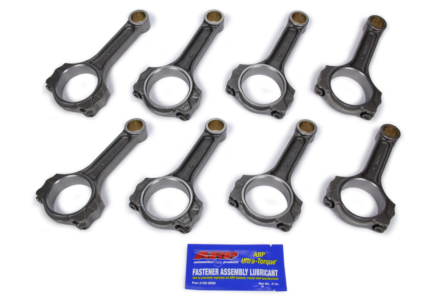 Scat 2-ICR5400-7/16 - Connecting Rod, Pro Series, I Beam, 5.400 in Long, Bushed, 7/16 in Cap Screws, ARP8740, Forged Steel, Small Block Ford, Set of 8
