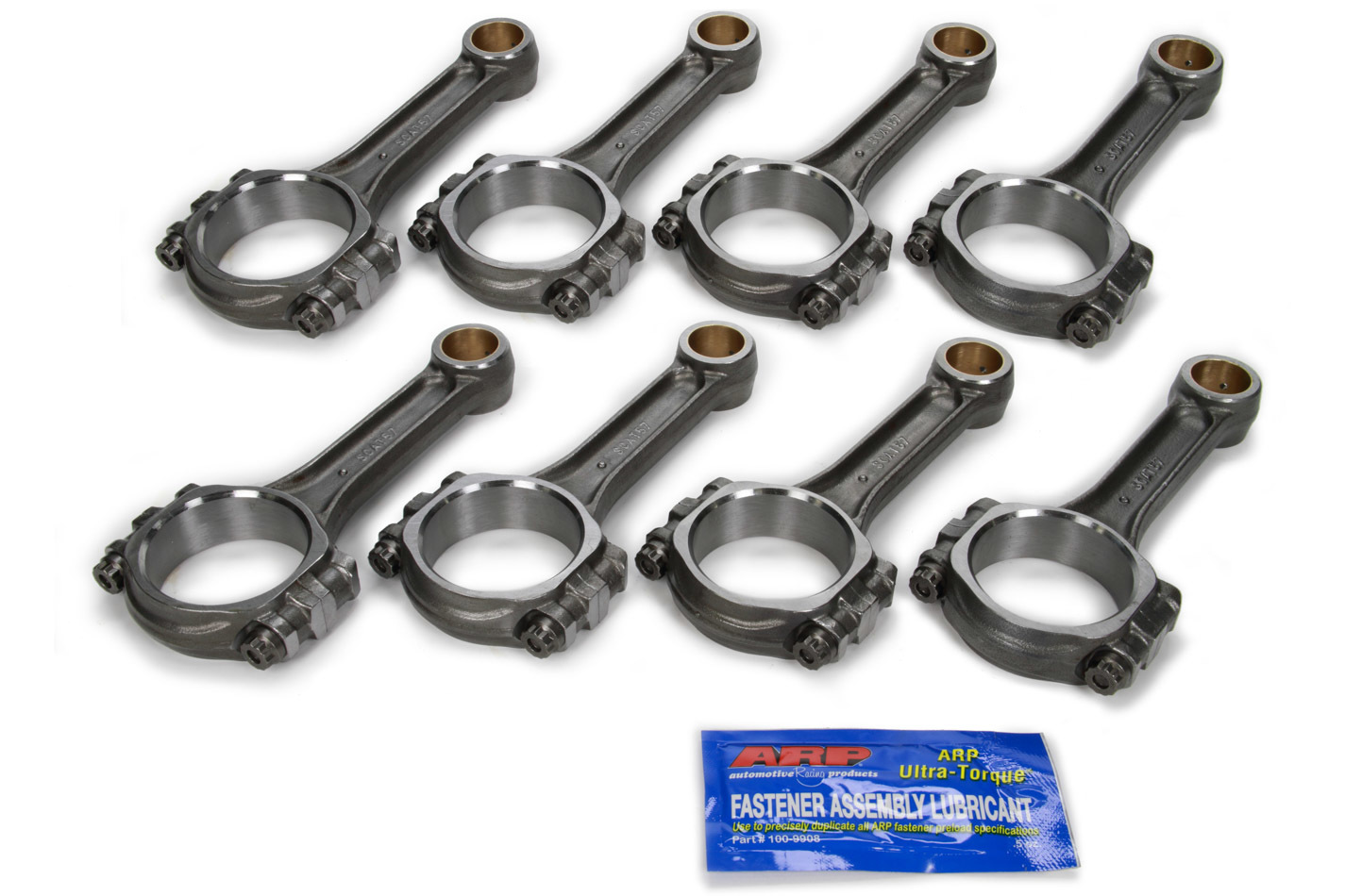Scat 2-ICR5700A - Connecting Rod, Pro Series, I Beam, 5.700 in Long, Bushed, 3/8 in Cap Screws, ARP2000, Forged Steel, Small Block Chevy, Set of 8