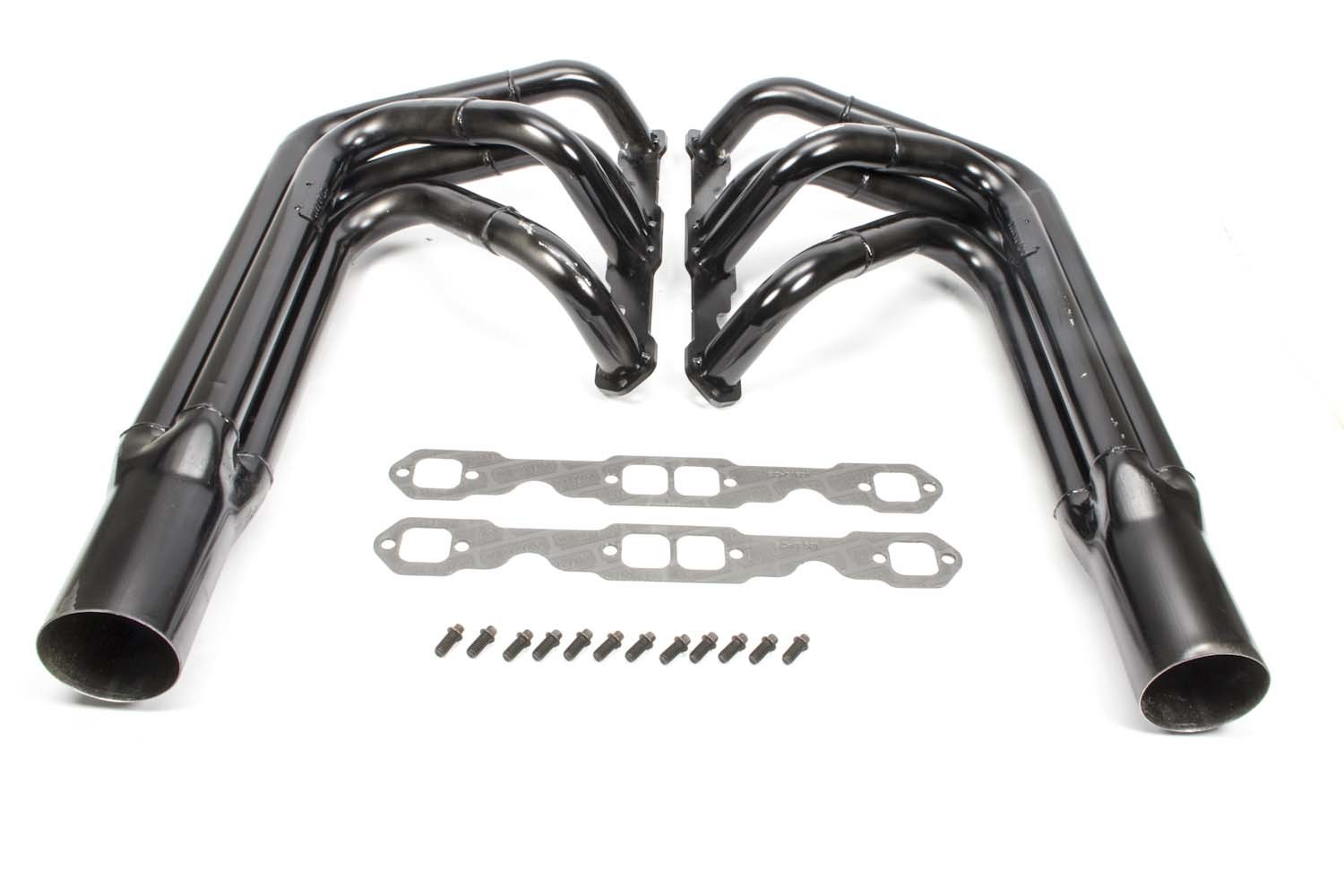 Schoenfeld Headers 1012LV Headers, Sprint, 1-5/8 to 1-3/4 in Primary, 3-1/2 in Collector, Steel, Black Paint, Small Block Chevy, Pair