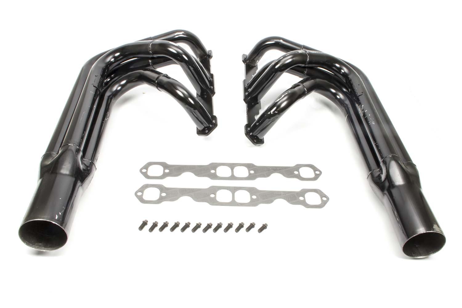 Schoenfeld Headers 1014LV Headers, Sprint, 1-3/4 to 1-7/8 in Primary, 3-1/2 in Collector, Steel, Black Paint, Small Block Chevy, Pair