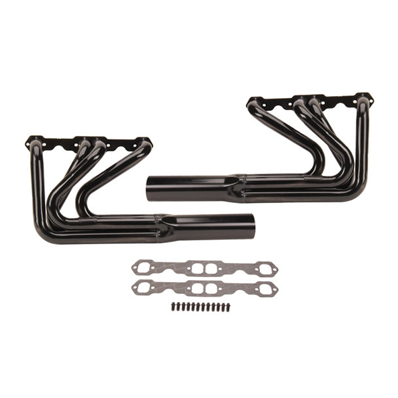Schoenfeld Headers 1022LV-3 - Headers, Sprint, 1-5/8 to 1-3/4 in Primary, 3 in Collector, Steel, Black Paint, Small Block Chevy, Kit