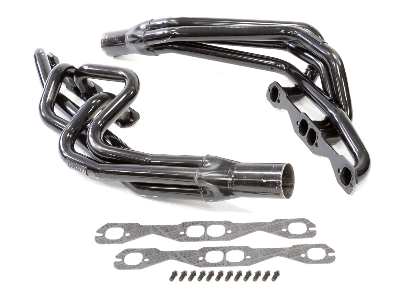 Schoenfeld Headers 135CM2 - Headers, Conventional Crossover, 1-5/8 in Primary, 3 in Collector, Steel, Black Paint, 602 Crate, Small Block Chevy, Kit
