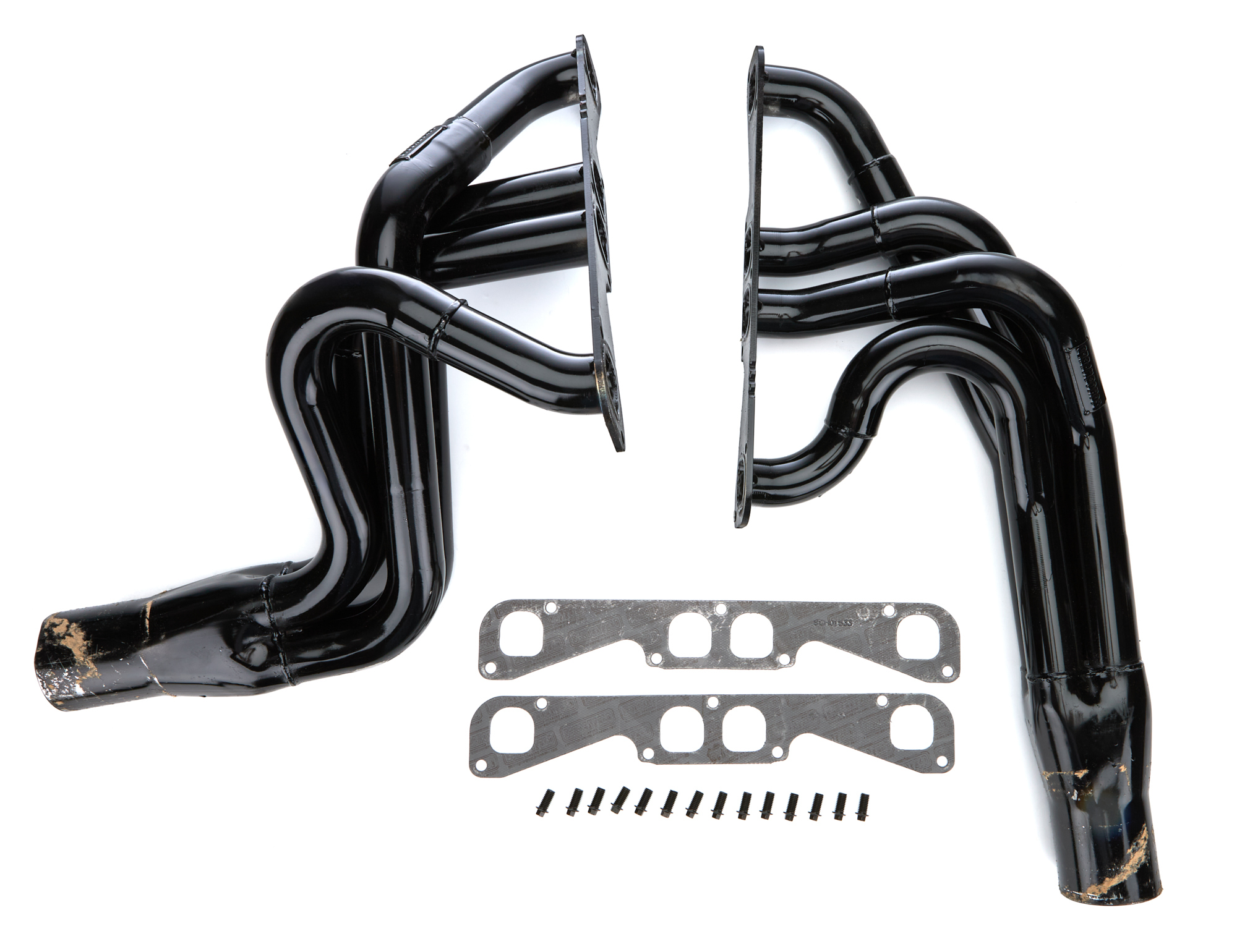 Headers - 1.875 to 2 in Primary - 3.5 in Collector - Gaskets / Hardware Included - Steel - Black Paint - Small Block Chevy - Pair