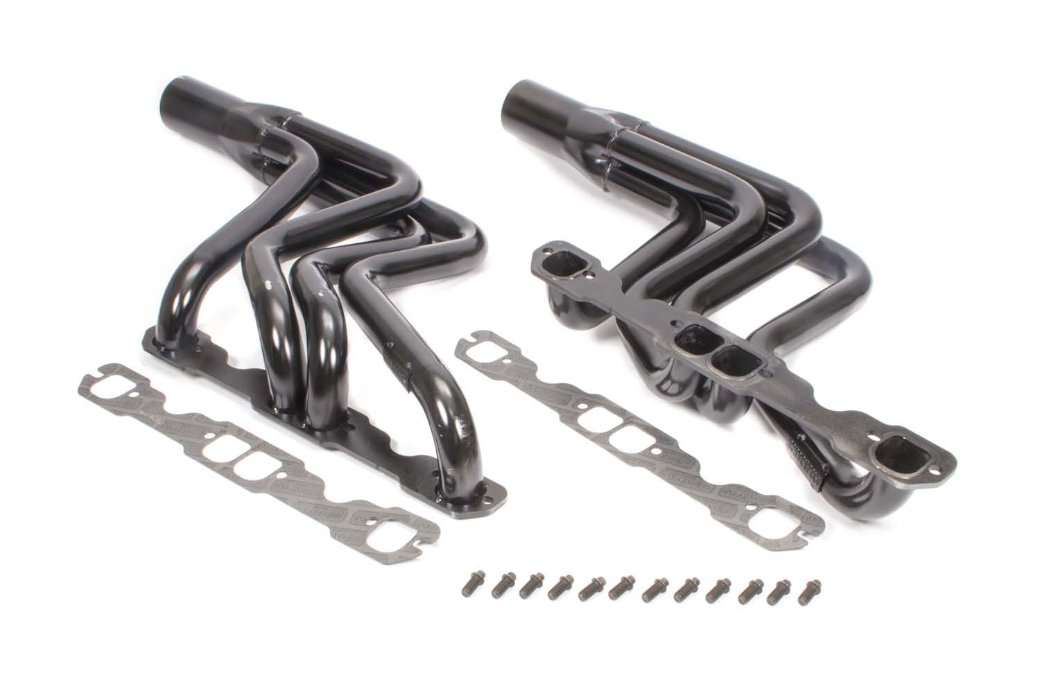 Schoenfeld Headers 165ACM Headers, Street Stock, 1-5/8 in Primary, 3 in Collector, Steel, Black Paint, Small Block Chevy, GM A-Body / F-Body / X-Body, Pair