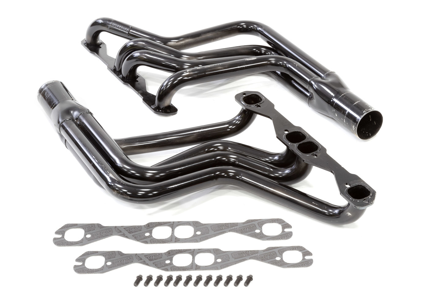 Schoenfeld Headers 165ACM2 - Headers, Street Stock, 1-5/8 in Primary, 3 in Collector, Steel, Black Paint, 602 Crate, Small Block Chevy, GM A-Body / F-Body / X-Body, Kit
