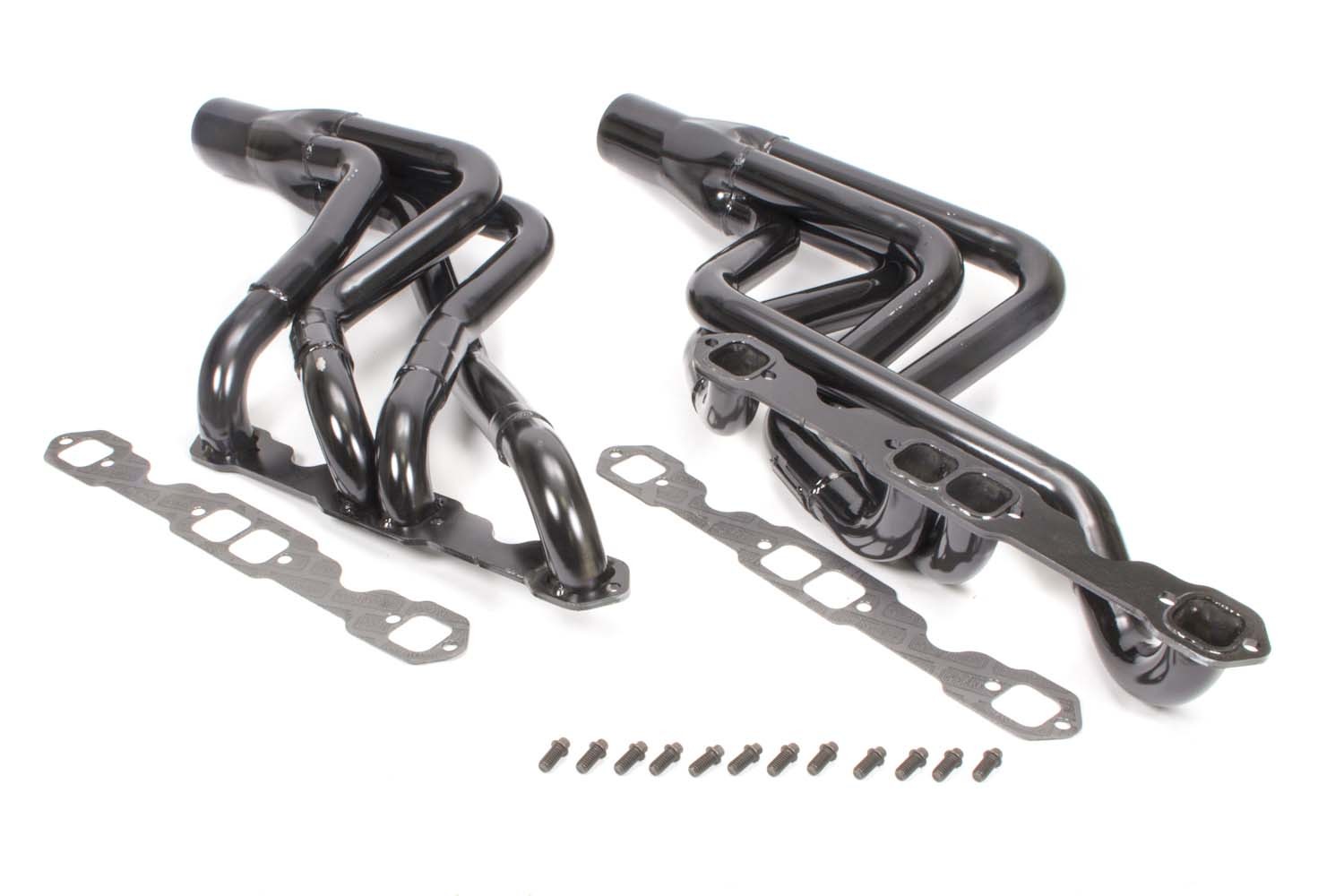 Schoenfeld Headers 165V Headers, Street Stock, 1-5/8 to 1-3/4 in Primary, 3 in Collector, Steel, Black Paint, Small Block Chevy, GM A-Body / F-Body / X-Body, Pair