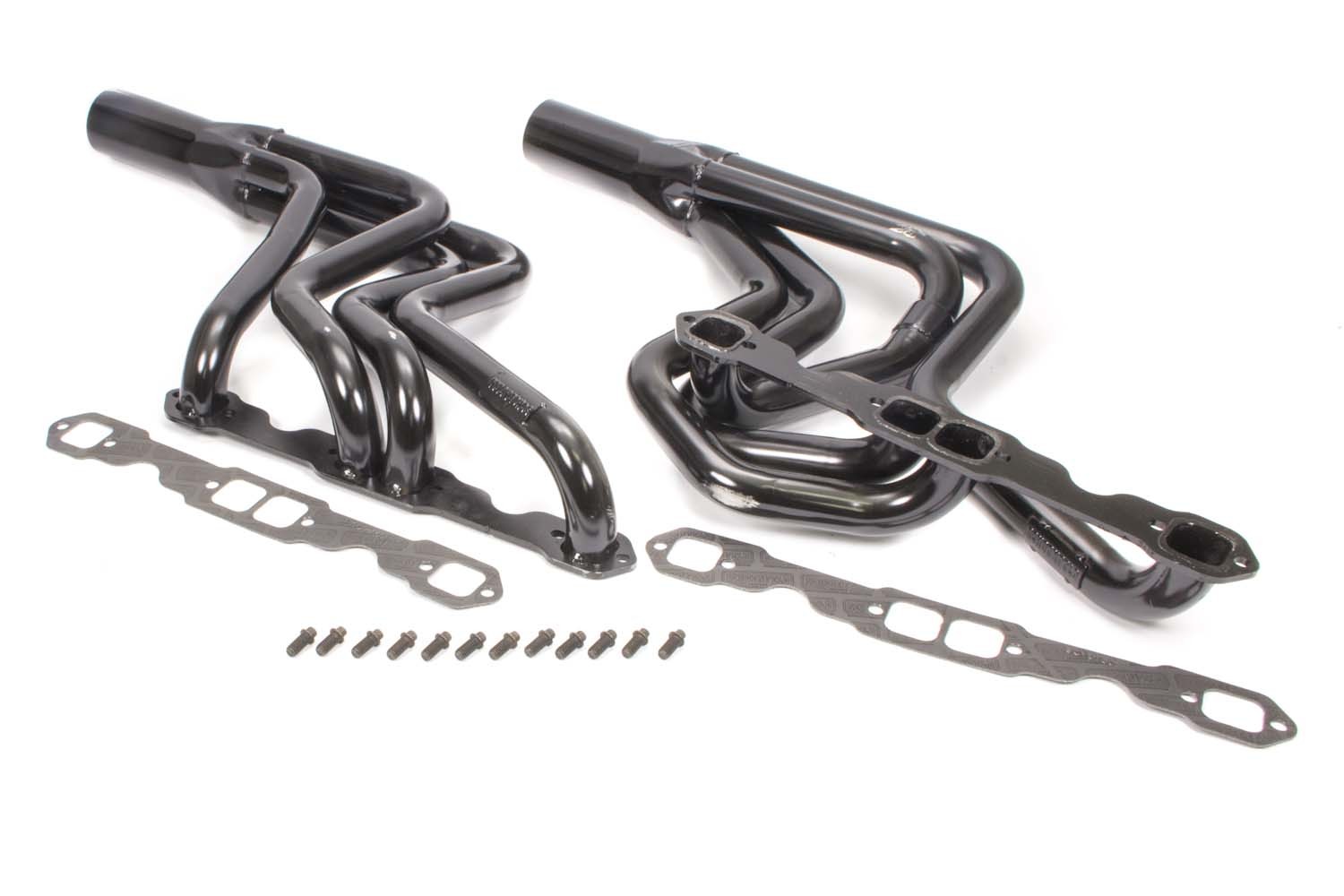 Schoenfeld Headers 185M Headers, Street Stock, 1-5/8 in Primary, 3 in Collector, Steel, Black Paint, Small Block Chevy, GM A-Body / F-Body / G-Body, Pair