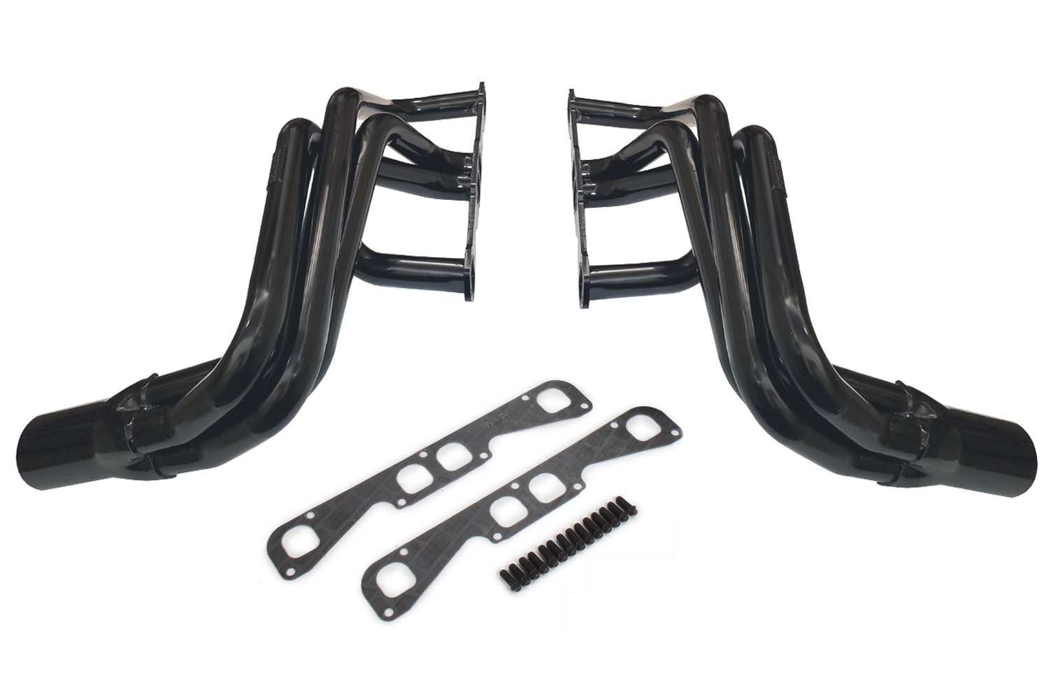 Schoenfeld Headers 187SP - Headers, Street Stock, 1-7/8 in Primary, 3-1/2 in Collector, Spread Port, Steel, Black Paint, Small Block Chevy, GM A / F / G-Body, Kit
