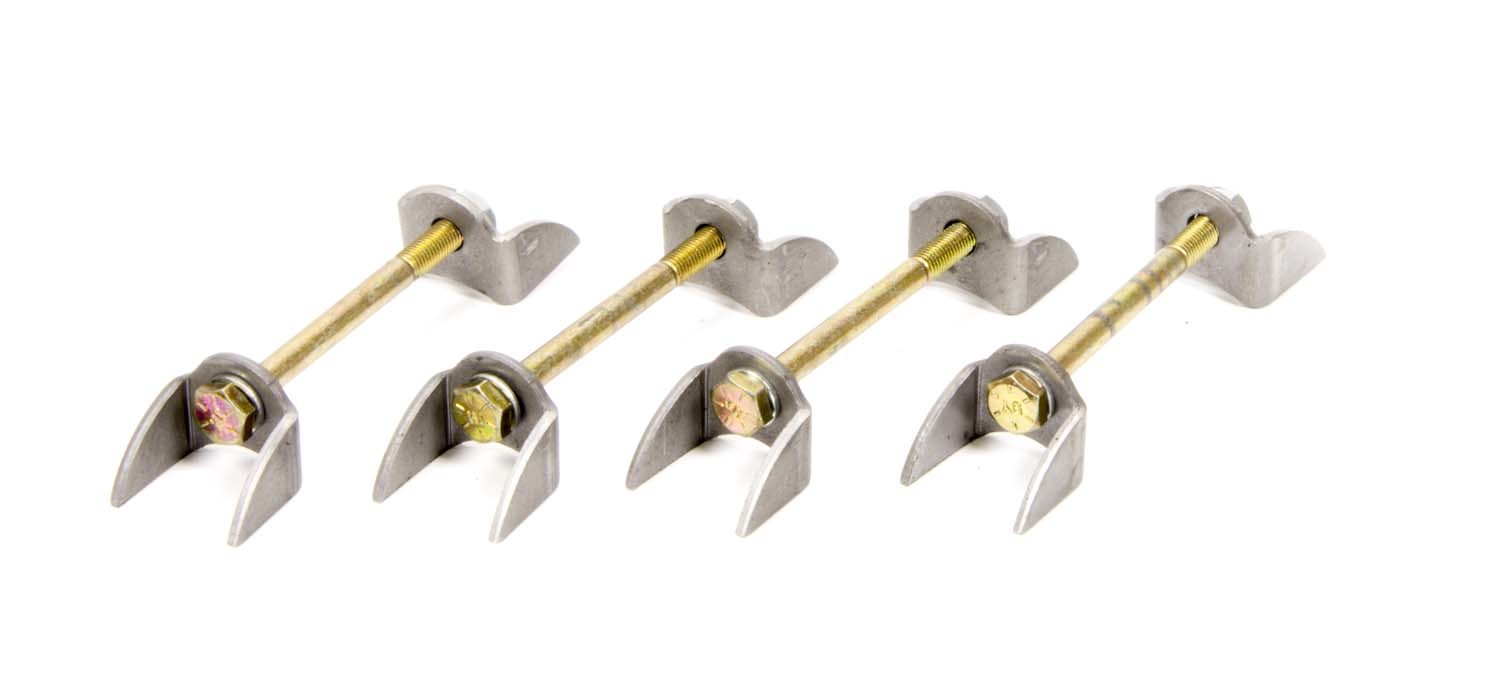 Header Tab Kit - 8 Tabs / 4 Bolts / 4 Lock Nuts / 8 Washers - Steel - Set of 4