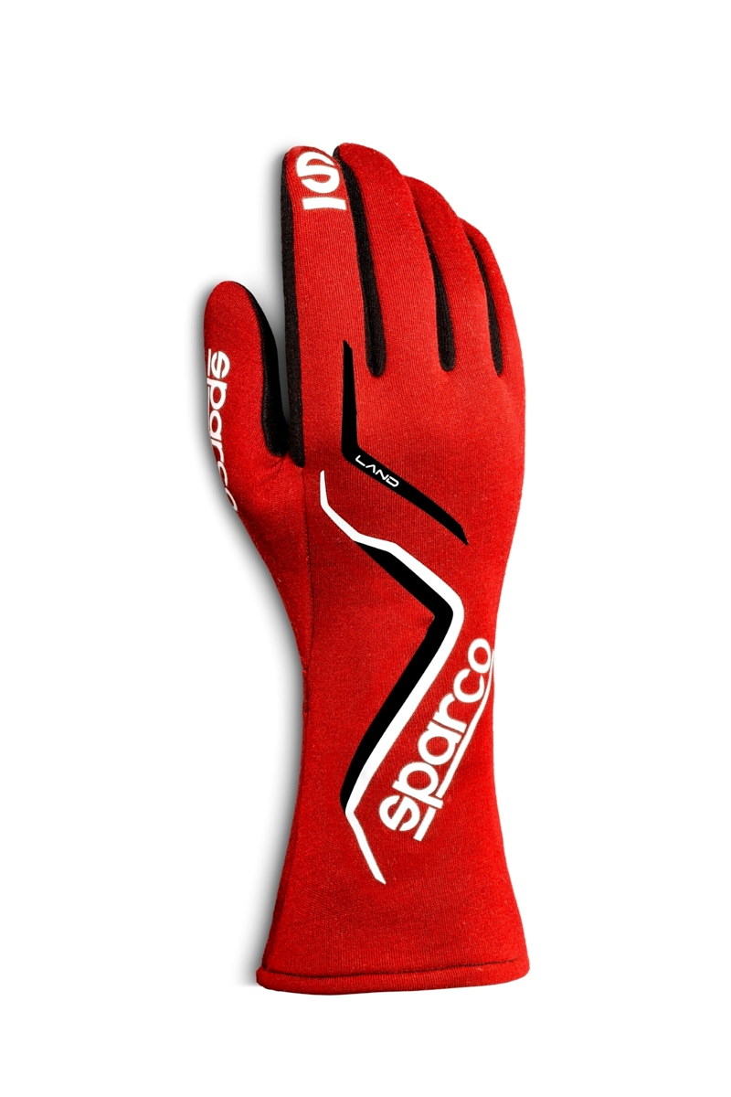 Sparco 00136309RS Driving Gloves, Land, SFI 3.3/5, FIA Approved, Single Layer, Fire Retardant Fabric, Red, Small, Pair