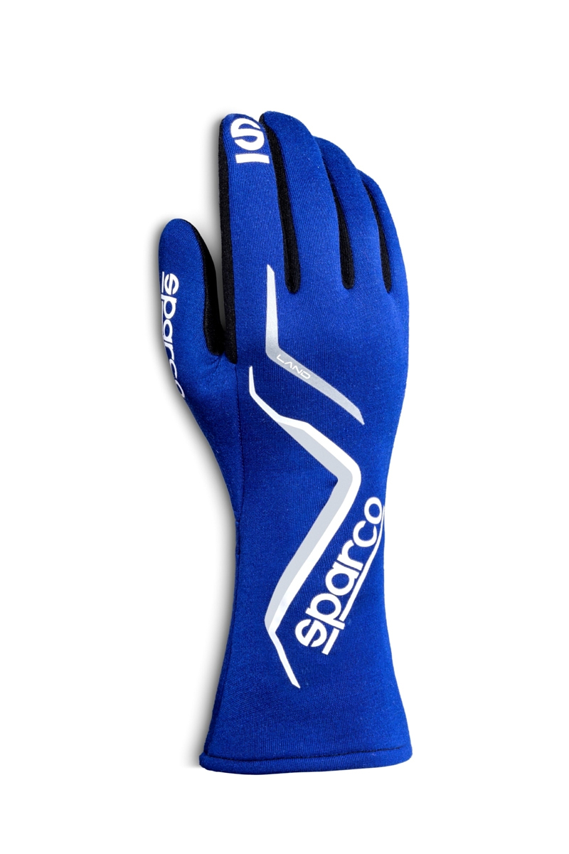 Sparco 00136310EB Driving Gloves, Land, SFI 3.3/5, FIA Approved, Single Layer, Fire Retardant Fabric, Blue, Medium, Pair