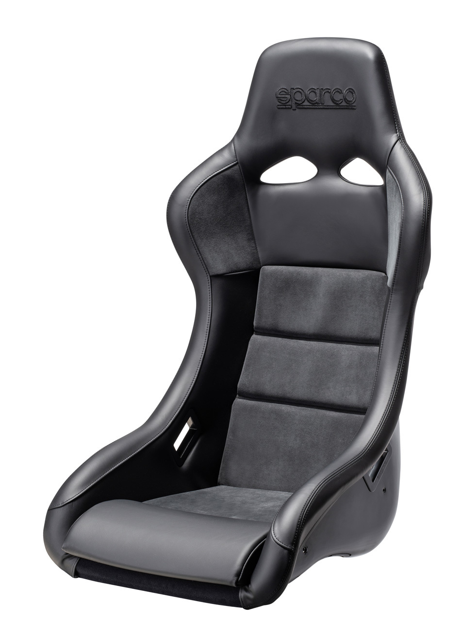 Sparco 008006RNR - Seat, QRt, Non-Reclining, FIA Approved, Side Bolsters, Harness Openings, Fiberglass Composite, Leather, Black, Each