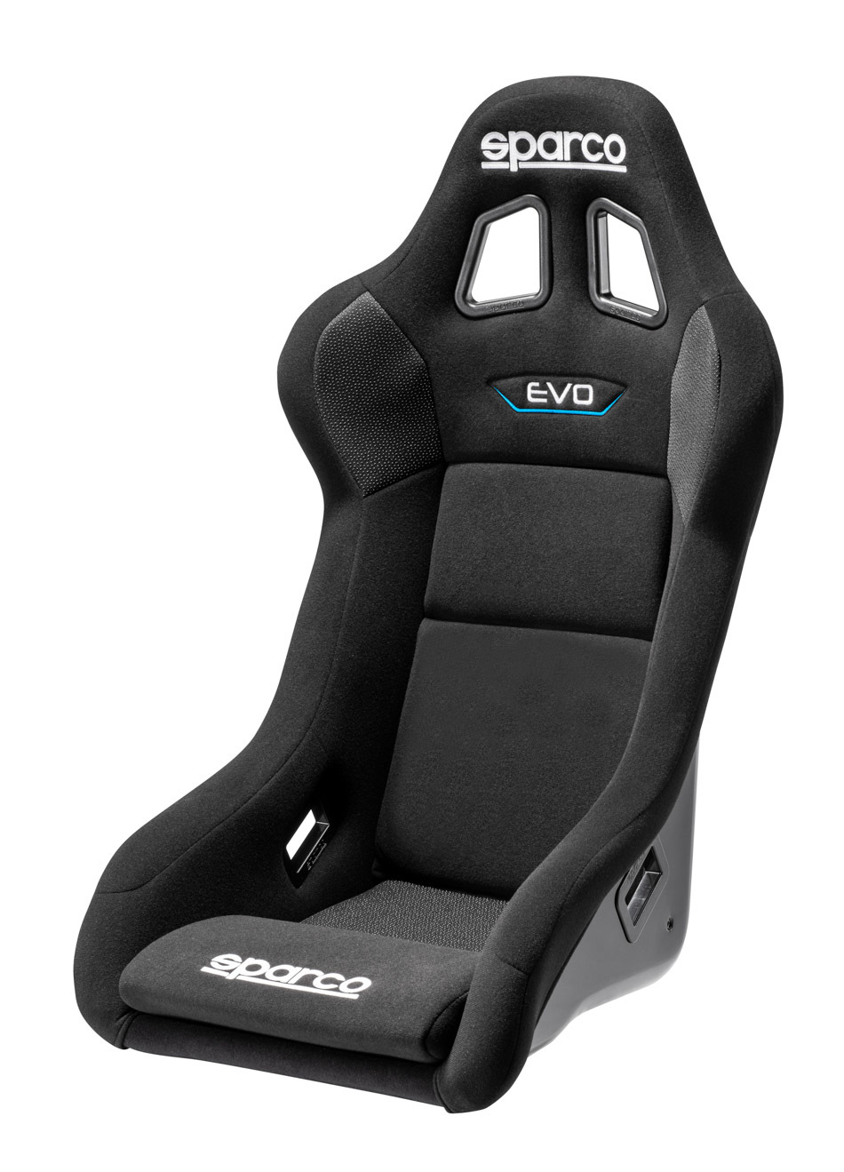 Sparco 008007RNR - Seat, EVO QRt, Non-Reclining, FIA Approved, Side Bolsters, Harness Openings, Fiberglass Composite, Fire-Retardant Non-Slip Fabric, Black, Each