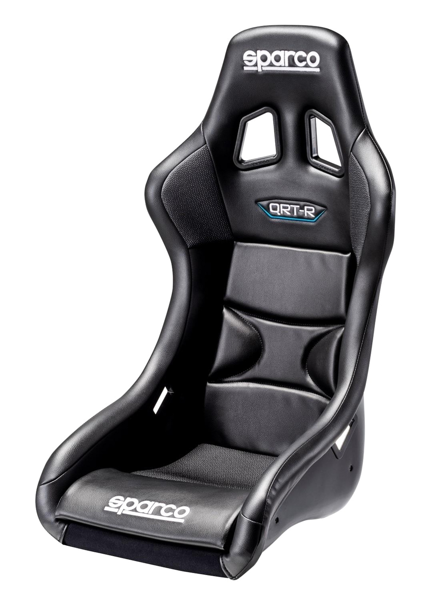 Sparco 008012RNRSKY Seat, QRT-R, Non-Reclining, FIA Approved, Side Bolsters, Harness Openings, Fiberglass Composite, Fire-Retardant Non-Slip Fabric, Vinyl, Black, Each