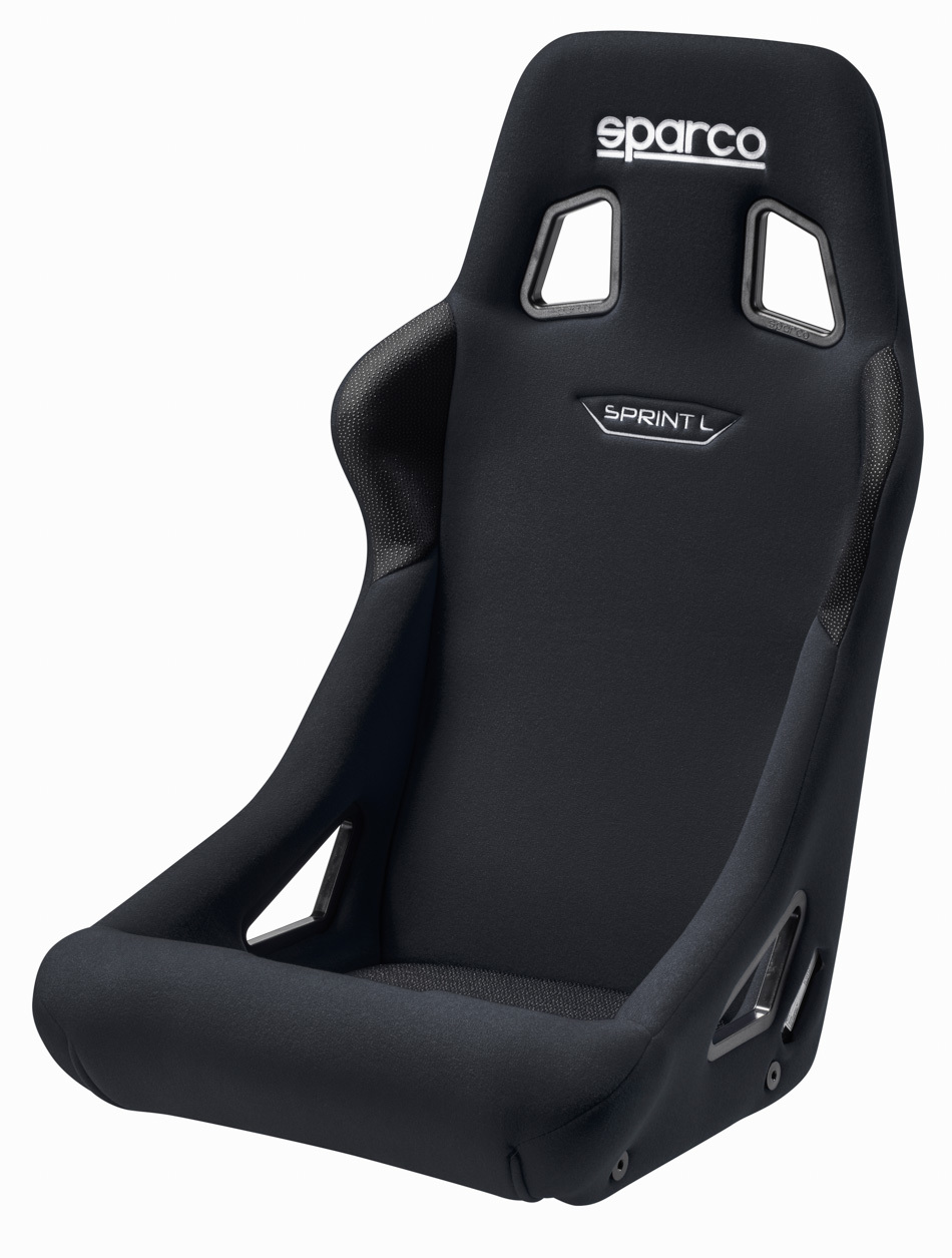Sparco 008234LNR - Seat, Sprint L, Non-Reclining, FIA Approved, Side Bolsters, Harness Openings, Steel Frame, Fire-Retardant Non-Slip Fabric, Black, Each