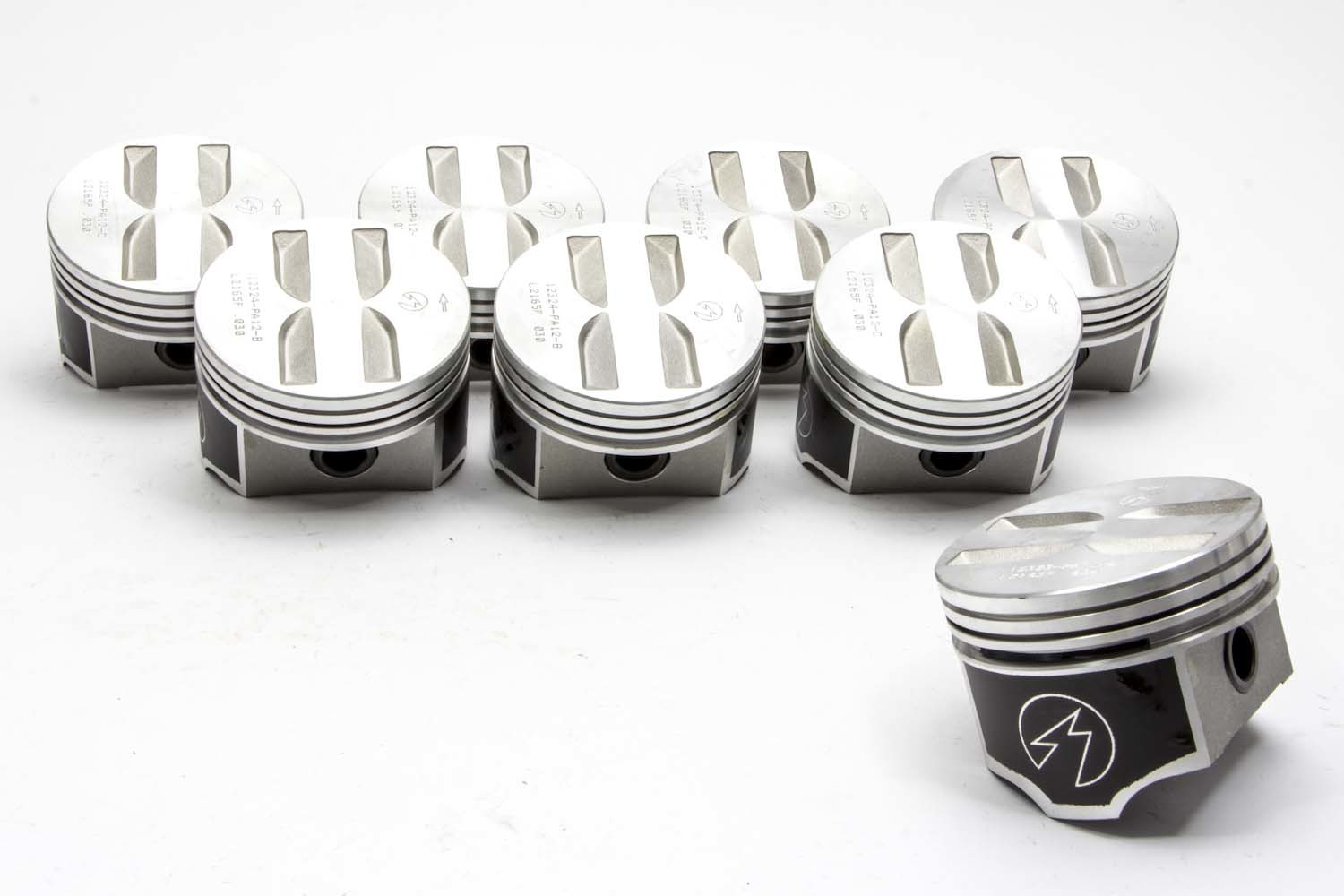 Sealed Power L2165F40 Piston, Speed Pro, Forged, 4.040 in Bore, 5/64 x 5/64 x 3/16 in Ring Grooves, Minus 5.40 cc, Coated Skirt, Small Block Chevy, Set of 8