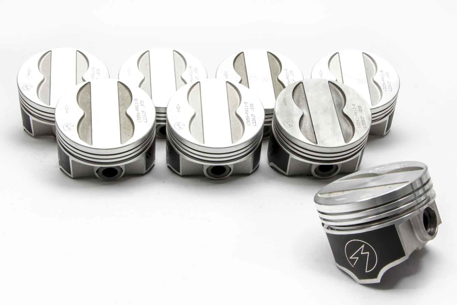 Sealed Power L2262F30 Piston, Speed Pro, Forged, 4.150 in Bore, 5/64 x 5/64 x 3/16 in Ring Grooves, Minus 6.70 cc, Coated Skirt, Pontiac V8, Set of 8