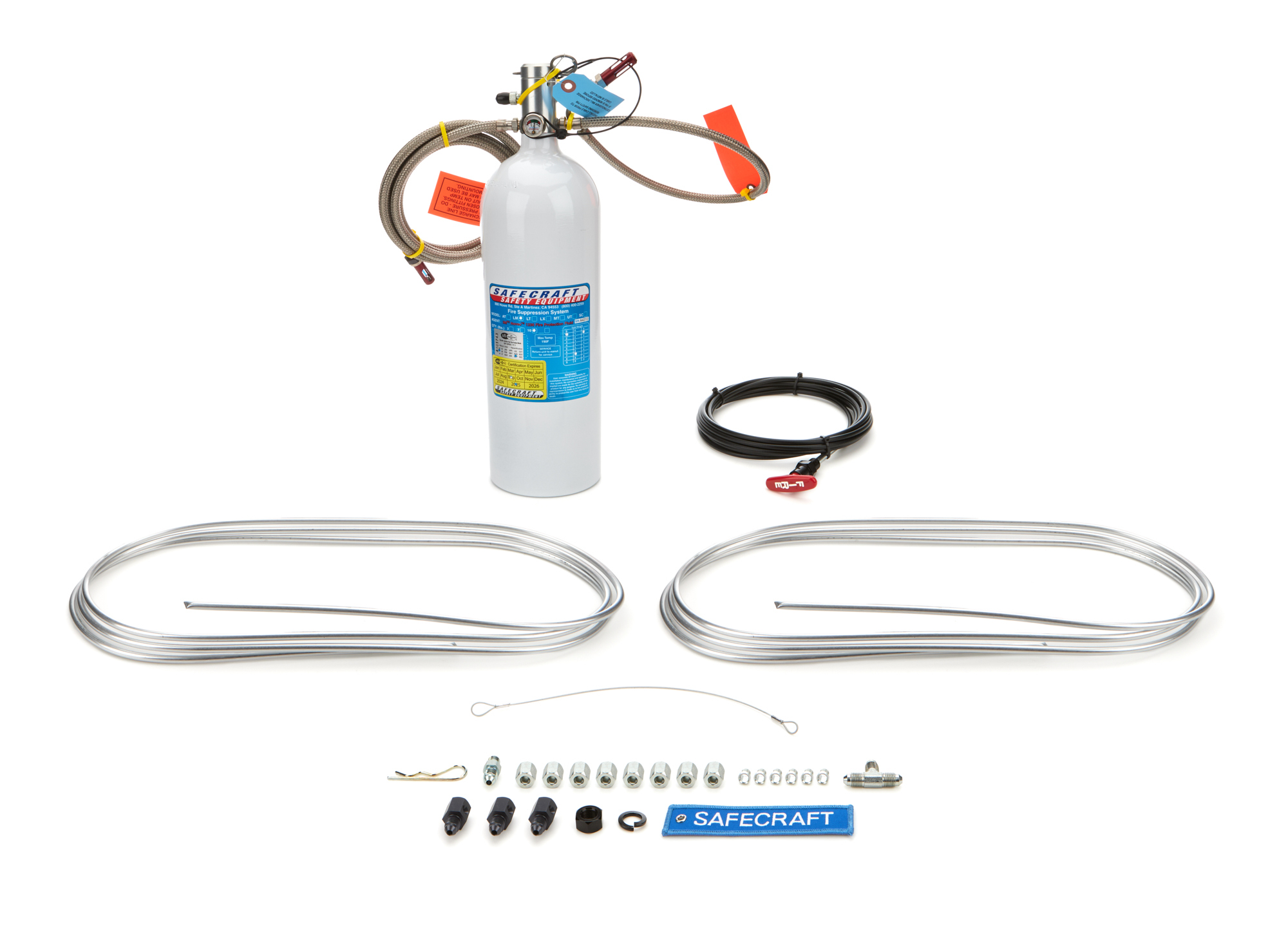 Safecraft LM10JHG-21-85-B - Fire Suppression System, AT Series, Automatic / Manual, Novec 1230, 10.0 lb Bottle, 21 in / 85 in Long Hoses, Fittings / Sensor / Pull Cable Included, Kit