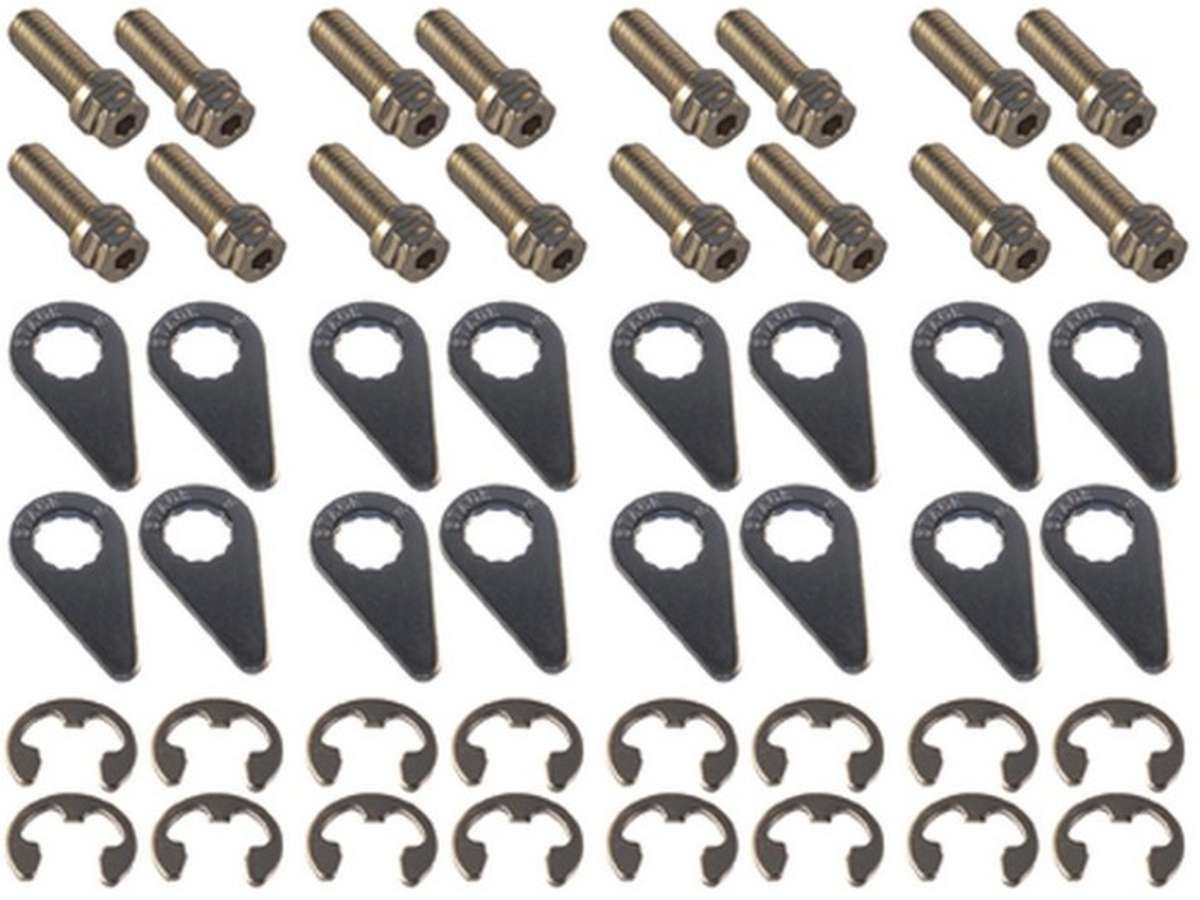 Stage 8 Fasteners 8912A Header Bolt, Locking, 3/8-16 in Thread, 1.000 in Long, Hex Head, Steel, Nickel Plated, Various Applications, Set of 16