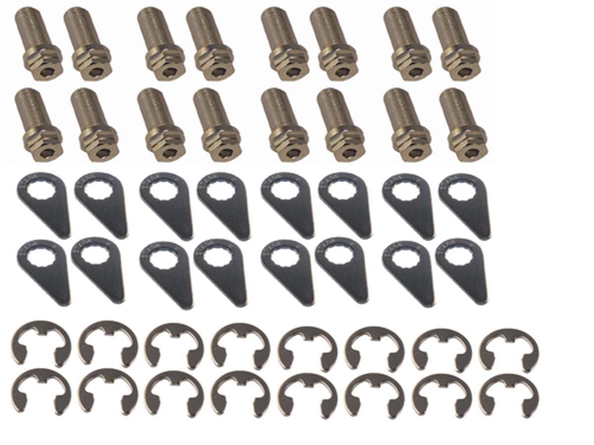 Stage 8 Fasteners 8914 Header Bolt, Locking, 10 mm x 1.25 Thread, 25 mm Long, Hex Head, Steel, Nickel Plated, Ford Coyote, Set of 16