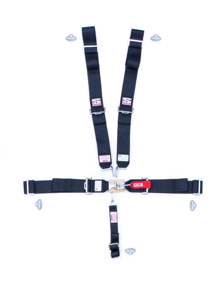 Harness - Sport - 5 Point - Latch and Link - SFI 16.1 - Pull Down Adjust - Bolt-On / Wrap Around - Individual Harness - Black - Kit