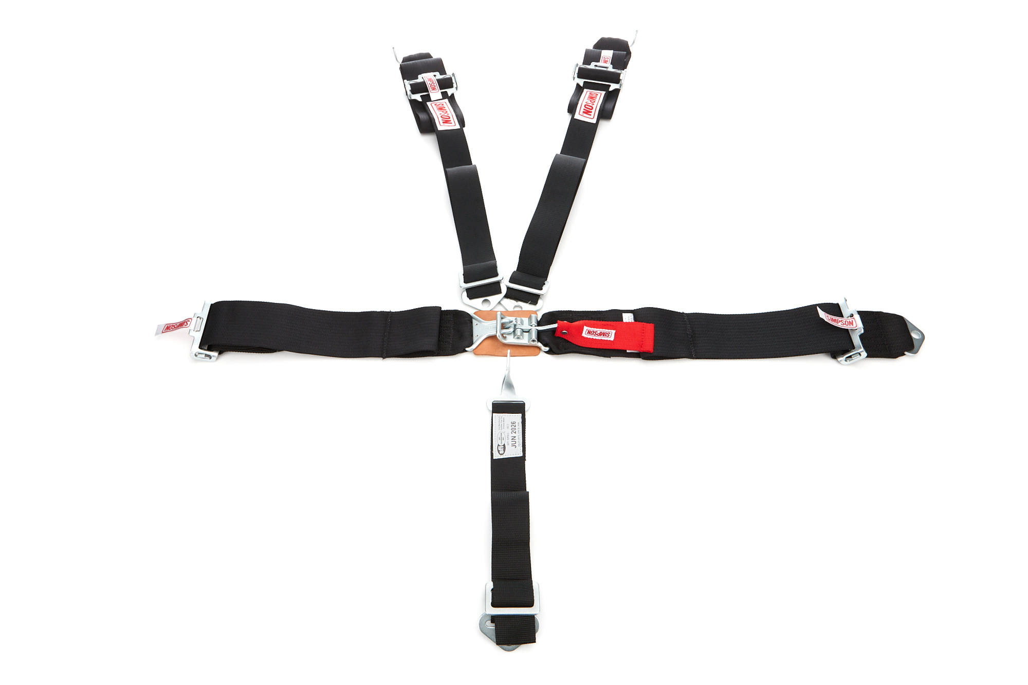 Harness - 5 Point - Latch and Link - SFI 16.1 - Pull Up Adjust - Bolt-On / Wrap Around - Individual Harness - Black - Kit
