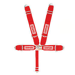 Harness - 5 Point - Latch and Link - SFI 16.1 - Pull Up Adjust - Bolt-On / Wrap Around - Individual Harness - Red - Kit