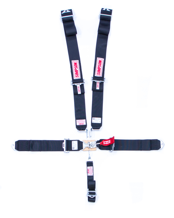 Harness - 5 Point - Latch and Link - SFI 16.1 - Pull Down Adjust - Bolt-On / Wrap Around - Individual Harness - Black - Kit